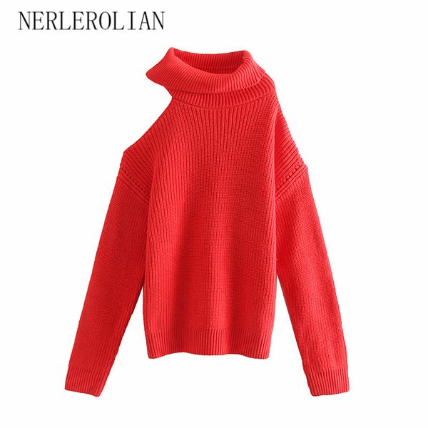 nerlerolian 2019 women one shoulder solid sweaters high neck female autumn pullovers, White;black
nerlerolian 2019 women one shoulder solid sweaters high neck female autumn pullovers, White;black