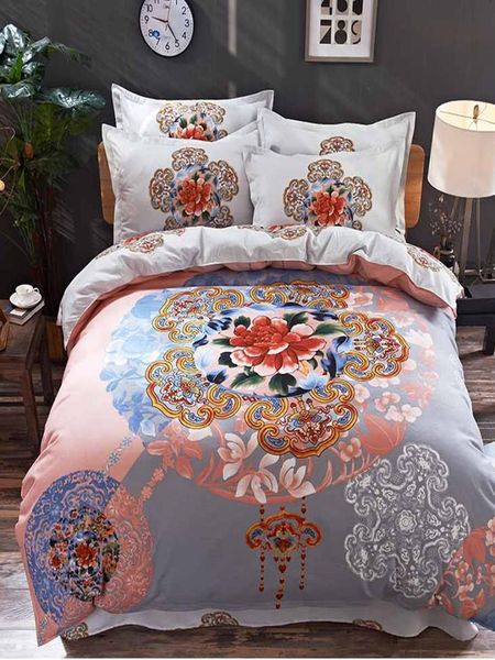 4 pcs bedding set modern creative flower pattern cozy sheet set