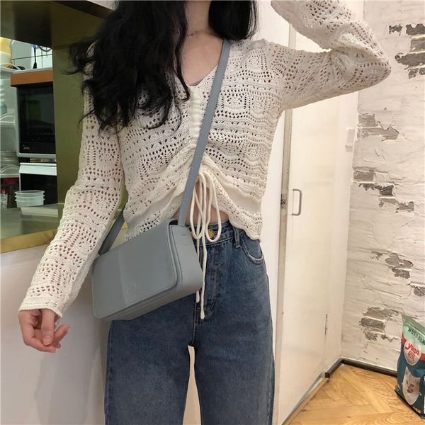 women pullovers hollow out tied string designed sweater for girls famale pullover ear selling, White;black
women pullovers hollow out tied string designed sweater for girls famale pullover ear selling, White;black
