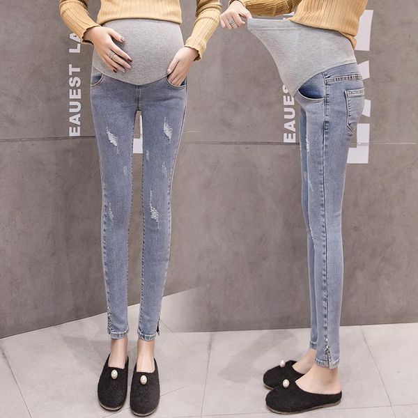 long maternity jeans skinny stretch pregnancy jeans for pregnant women ripped expander maternity under belly pencil pants, Blue
long maternity jeans skinny stretch pregnancy jeans for pregnant women ripped expander maternity under belly pencil pants, Blue