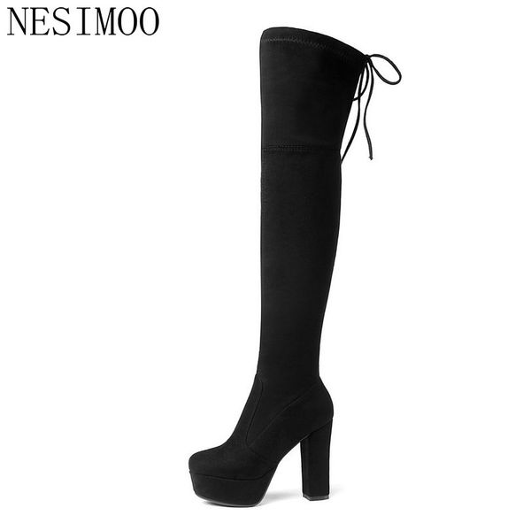 nesimoo 2019 women over the knee boots pointed toe fashion women shoes square high heel elastic band boots size 34-43, Black
nesimoo 2019 women over the knee boots pointed toe fashion women shoes square high heel elastic band boots size 34-43, Black