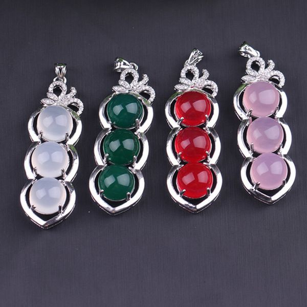 925 silver inlaid natural agate green beans pendant necklace jewellery fashion accessories hand-carved woman luck amulet
925 silver inlaid natural agate green beans pendant necklace jewellery fashion accessories hand-carved woman luck amulet