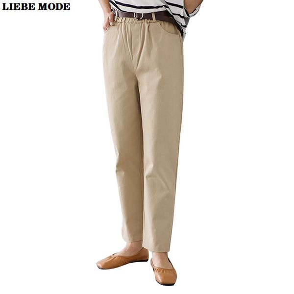 2020 summer autumn elastic waist harem pants woman korean style casual straight trousers women solid black white khaki pantalon
2020 summer autumn elastic waist harem pants woman korean style casual straight trousers women solid black white khaki pantalon