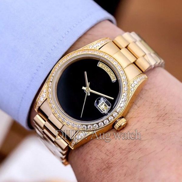 luxury day date diamond watch mens desingner watches 40mm mechanical automatic sapphire glass gold 316l stainless steel mens watches, Slivery;brown