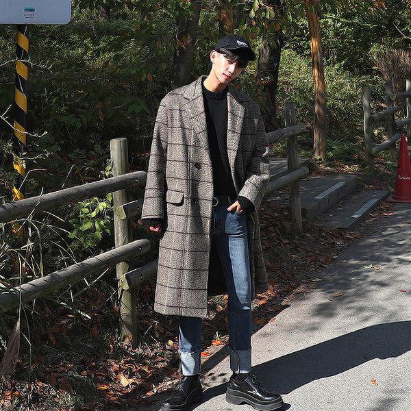 мужская ветровка 2020 весной новый утолщенной плед шерстяное пальто долго ветровка молодость личности тенденции моды мужской одежды, Tan;black 
мужская ветровка 2020 весной новый утолщенной плед шерстяное пальто долго ветровка молодость личности тенденции моды мужской одежды, Tan;black