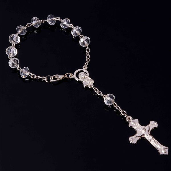 48 pieces/batch mini catholic rosary 8mm blue crystal beads rosary bracelet children's communion gift virgin mary rose baptismal c19021, Black
48 pieces/batch mini catholic rosary 8mm blue crystal beads rosary bracelet children's communion gift virgin mary rose baptismal c19021, Black