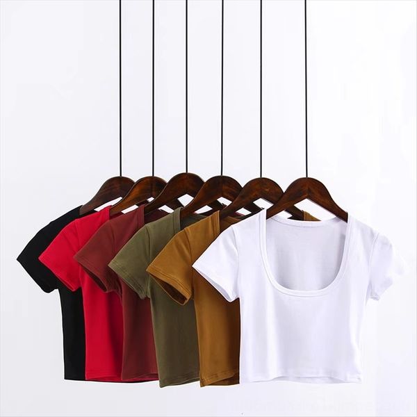 w style all-match cotton solid color elastic slim deep u-collar short-sleeved t-shirt w style all-match cotton solid color elastic, White
w style all-match cotton solid color elastic slim deep u-collar short-sleeved t-shirt w style all-match cotton solid color elastic, White
