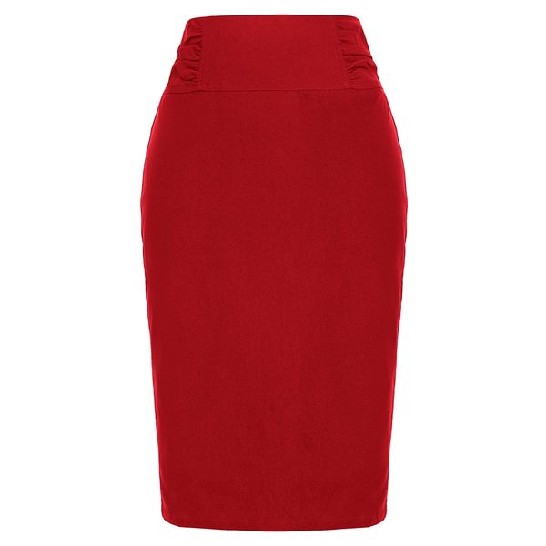women skirt office lady work wear business stretch high waist shirred waist detail hips-wrapped slim knee solid pencil skirt, Black
women skirt office lady work wear business stretch high waist shirred waist detail hips-wrapped slim knee solid pencil skirt, Black