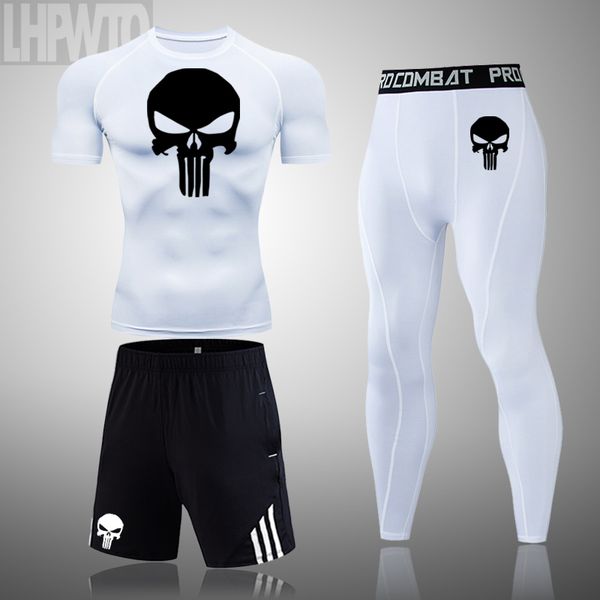men skull compression set clothes short gym t-shirt men's sport tights fitness pants bodybul ding punisher running suit, Black;blue
men skull compression set clothes short gym t-shirt men's sport tights fitness pants bodybul ding punisher running suit, Black;blue