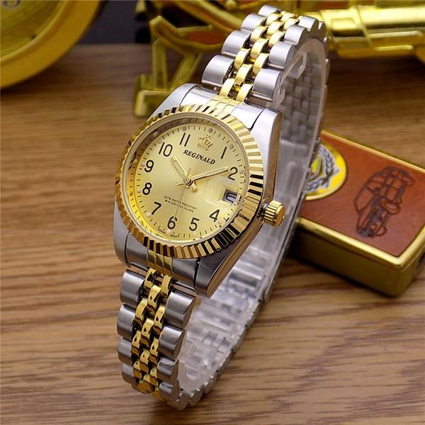 brand reginald watch 18k yellow gold woman man lovers dress fluted bezel diamond dial full stainless steel luminous clock, Slivery;brown
brand reginald watch 18k yellow gold woman man lovers dress fluted bezel diamond dial full stainless steel luminous clock, Slivery;brown