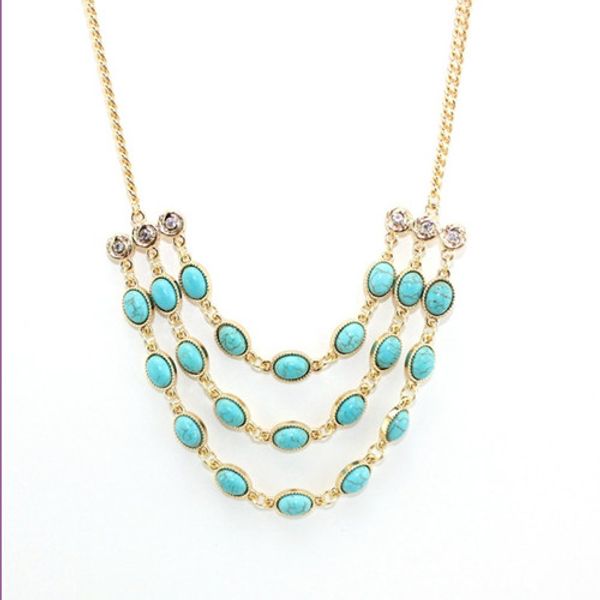 wholesale 10 pcs gold plated multi layer geometric green turquoise stone pendant link chain necklace bohemian style jewelry, Silver
wholesale 10 pcs gold plated multi layer geometric green turquoise stone pendant link chain necklace bohemian style jewelry, Silver