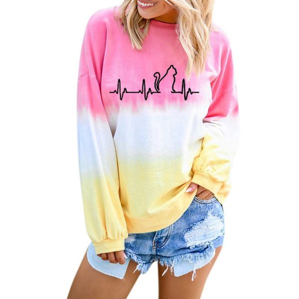 women pullovers gradient rainbow color printing sweatshirt ladies autumn o-neck long sleeve casual loose pullovers w2, Black
women pullovers gradient rainbow color printing sweatshirt ladies autumn o-neck long sleeve casual loose pullovers w2, Black