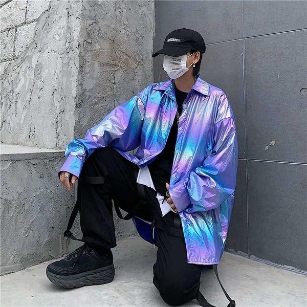 long sleeve harajuku streetwear korean hologram laser oversized shirt blouse blusas punk hip hop gothic sun windbreaker tee, White
long sleeve harajuku streetwear korean hologram laser oversized shirt blouse blusas punk hip hop gothic sun windbreaker tee, White