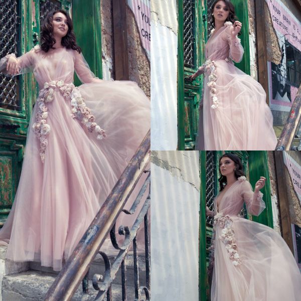2019 fairy pink tulle prom dresses hand made flowers long sleeve backless evening gowns plus size illusion bodice bridesmaid party dress, Black
2019 fairy pink tulle prom dresses hand made flowers long sleeve backless evening gowns plus size illusion bodice bridesmaid party dress, Black