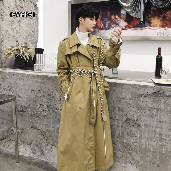 men casual trench coat ribbon spliced long cardigan windbreaker jacket harajuku outerwear male punk gothic loose overcoat, Tan;black
men casual trench coat ribbon spliced long cardigan windbreaker jacket harajuku outerwear male punk gothic loose overcoat, Tan;black