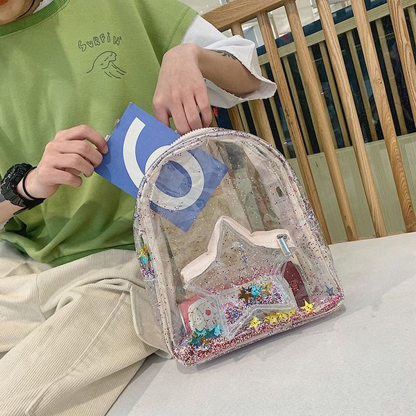 women's backpack candy bag pvc transparent bag jelly women's small backpack
