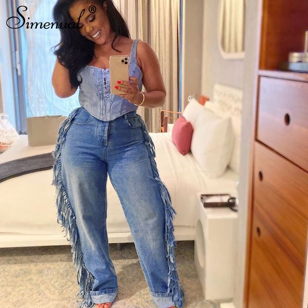 simenual vintage fashion 2019 женские джинсы с высокой талией повседневная кисточка прямые джинсовые брюки уличная одежда свободные осенние, Blue
simenual vintage fashion 2019 женские джинсы с высокой талией повседневная кисточка прямые джинсовые брюки уличная одежда свободные осенние, Blue
