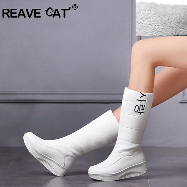 reave cat 2018 new platform boots fur snow boots women super warm down pu leather wedges high female shoes woman a814, Black
reave cat 2018 new platform boots fur snow boots women super warm down pu leather wedges high female shoes woman a814, Black