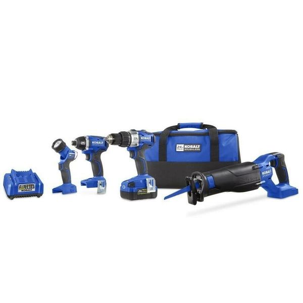 new kobalt 4-tool 24-volt max lithium ion (li-ion) cordless combo kit with soft case
new kobalt 4-tool 24-volt max lithium ion (li-ion) cordless combo kit with soft case