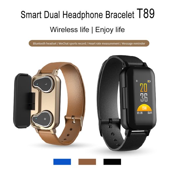 t89 smart bracelet tws earbuds bluetooth earphones fitness tracker heart rate wristband sport watch for ios android smartphones with box
t89 smart bracelet tws earbuds bluetooth earphones fitness tracker heart rate wristband sport watch for ios android smartphones with box