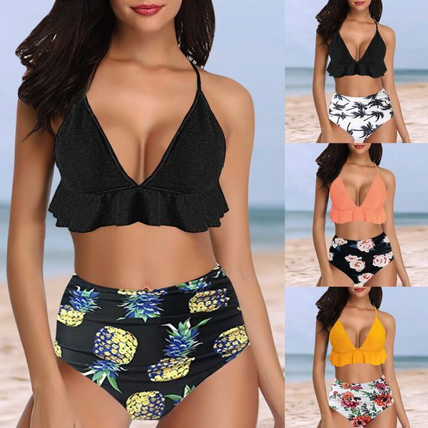 women push up swim suit biquini set ruffle printed two pieces swimming suit high bathing beach wear swim wear, White
women push up swim suit biquini set ruffle printed two pieces swimming suit high bathing beach wear swim wear, White