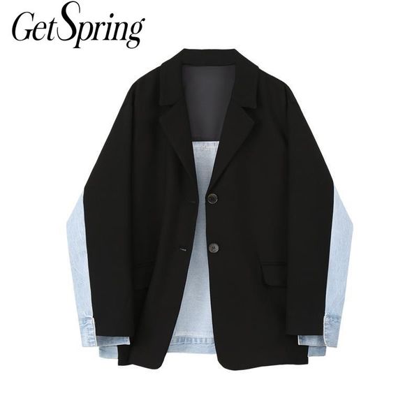 women's suits & blazers getspring women blazer denim patchwotk irregular loose suit jacket single breasted long sleeve ladies black coa, White;black
women's suits & blazers getspring women blazer denim patchwotk irregular loose suit jacket single breasted long sleeve ladies black coa, White;black