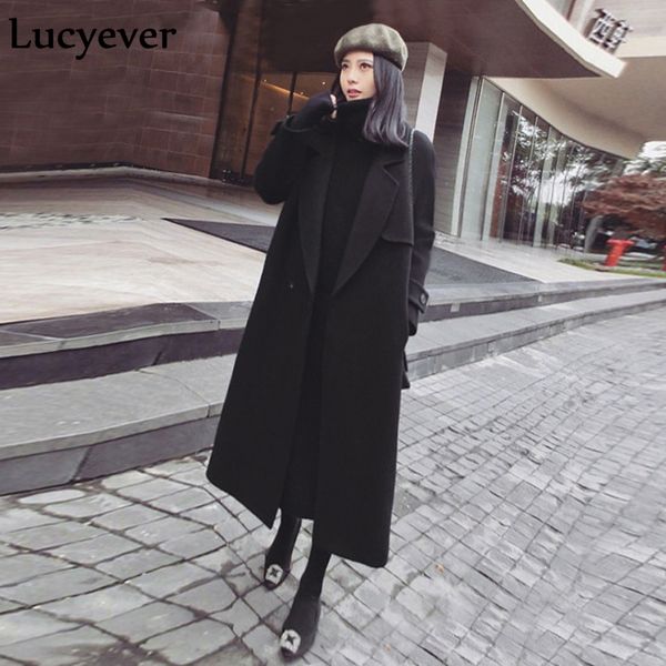 lucyever new women wool coat autumn winter thick long woolen vintage solid black color warm female jacket casual pocket outwear
lucyever new women wool coat autumn winter thick long woolen vintage solid black color warm female jacket casual pocket outwear