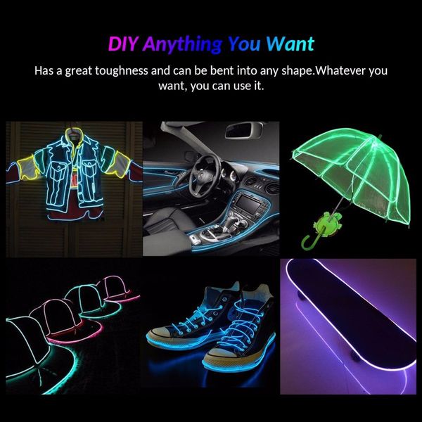 el wire diy flexible neon light glow rope tape cable led string light for party dance car decoration
el wire diy flexible neon light glow rope tape cable led string light for party dance car decoration