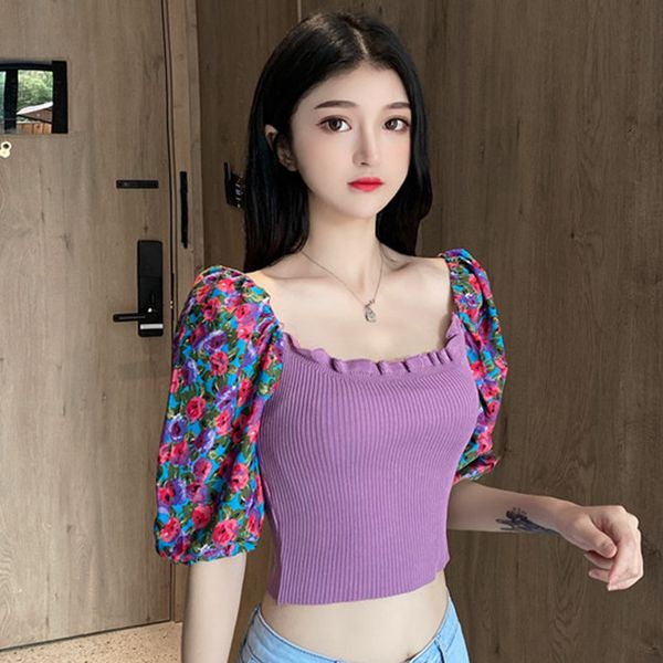 knitwear womens 2020 summer new fashion korean style temperament slim slimming all-match short-sleeved shirt fashion, White