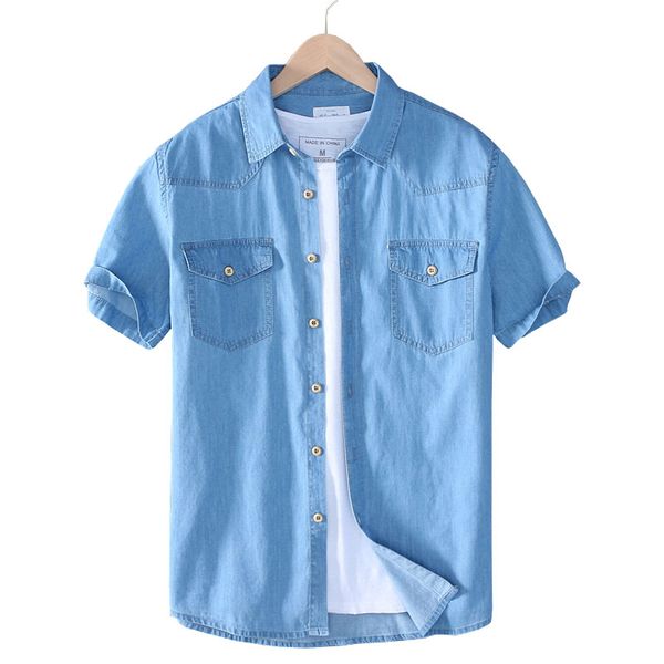 new summer 100% cotton men's short sleeve denim shirts two front chest pocket regular fit comfortable casual shirt, White;black
new summer 100% cotton men's short sleeve denim shirts two front chest pocket regular fit comfortable casual shirt, White;black