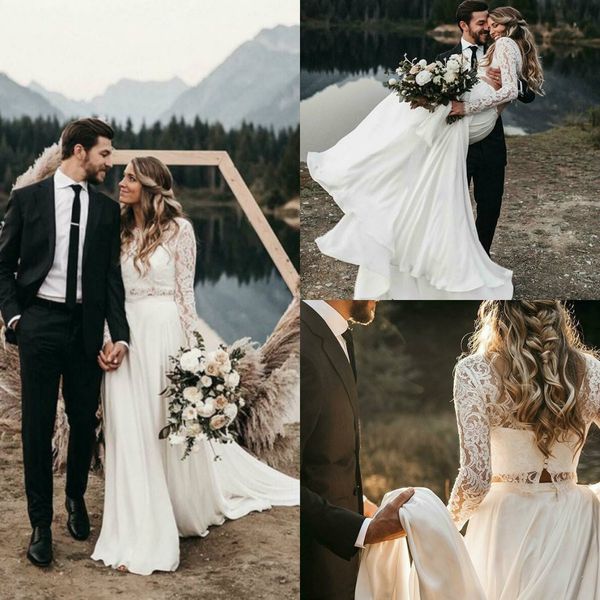 popular white chiffon two piece wedding dress with lace long sleeves jewel neck boho wedding dress custom made bohemian bridal gowns
popular white chiffon two piece wedding dress with lace long sleeves jewel neck boho wedding dress custom made bohemian bridal gowns