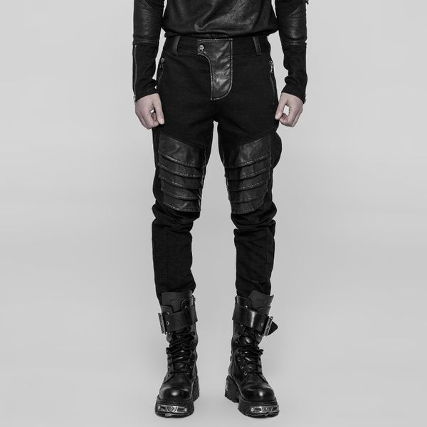 men's pants punkrave punk pu leather armor trousers personality handsome metal zipper decoration twill denim streetwear long, Black
men's pants punkrave punk pu leather armor trousers personality handsome metal zipper decoration twill denim streetwear long, Black