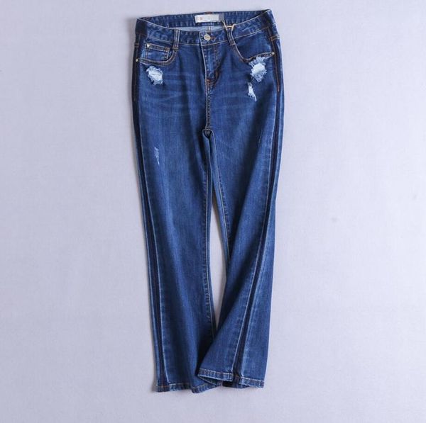 women spring autumn fashion hole jeans slim high waist straight denim pants plus size q505, Blue
women spring autumn fashion hole jeans slim high waist straight denim pants plus size q505, Blue