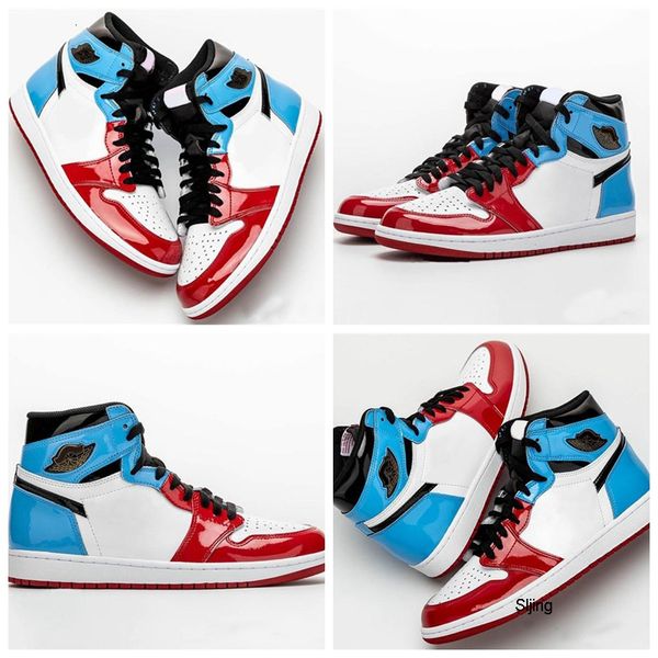 

1 high og fearless red blue black classic mens basketball shoes 1s unc chicago sports sneakers patent leather zapatos des chaussures
