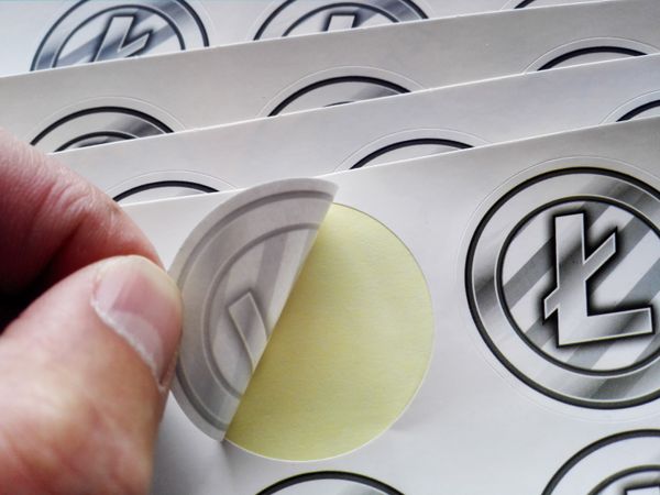 4000pcs 4cm Diameter Litecoin Logo Self-adhesive Paper Label Sticker With Gloss Lamination On Surface, Item No.fs12