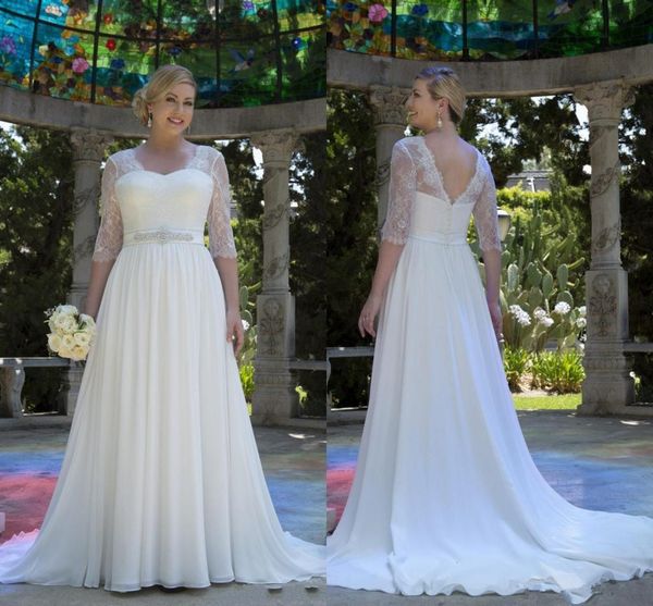 2020 new country style half sleeve wedding dresses backless a-line beaded sash sweep train chiffon boho beach wedding bridal gowns, White
2020 new country style half sleeve wedding dresses backless a-line beaded sash sweep train chiffon boho beach wedding bridal gowns, White