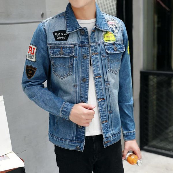 2018 autumn new fashion men's pocket square collar embroidery letters all-match jacket slim korean casual denim jacket m-5xl, Black;brown
2018 autumn new fashion men's pocket square collar embroidery letters all-match jacket slim korean casual denim jacket m-5xl, Black;brown