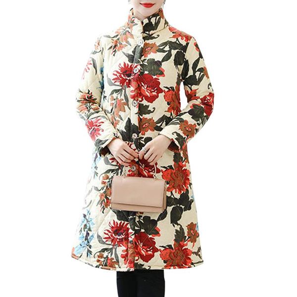 floral printed button daily stand collar long sleeve shopping autumn winter over knee ethnic soft women coat warm casual thicken, Black
floral printed button daily stand collar long sleeve shopping autumn winter over knee ethnic soft women coat warm casual thicken, Black
