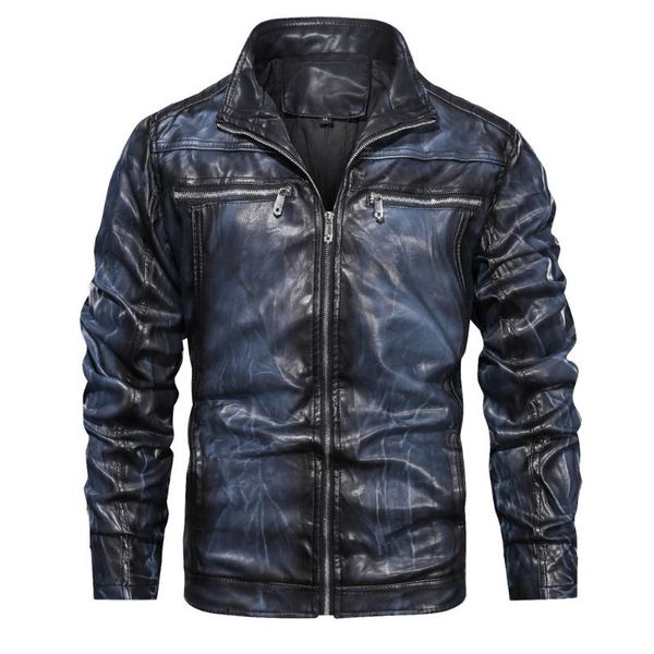 men's autumn winter vintage zipper stand collar solid imitation leather coat outerwear faux leather stand collar zipper pockets, Black
men's autumn winter vintage zipper stand collar solid imitation leather coat outerwear faux leather stand collar zipper pockets, Black