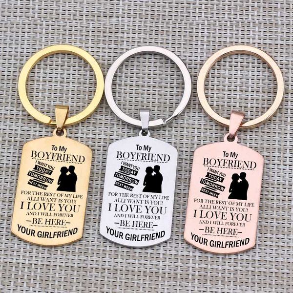 to my boyfriend engraved keychain stainless steel jewelry men fashion pendant for girlfriend anniversary love keyring couple, Silver
to my boyfriend engraved keychain stainless steel jewelry men fashion pendant for girlfriend anniversary love keyring couple, Silver