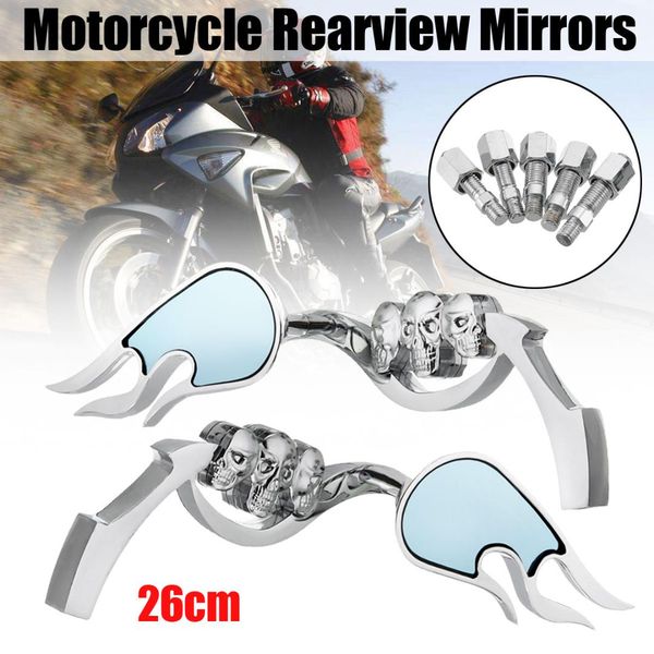 1 pair aluminum skull universal motorcycle rearview mirrors decorative side mirrors for davison/sportster/iron/street gilde
1 pair aluminum skull universal motorcycle rearview mirrors decorative side mirrors for davison/sportster/iron/street gilde