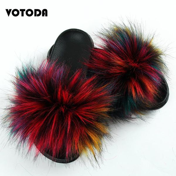 women fake fur slippers ladies faux raccoon fur slides female artificial fluffy furry flip flops girls beach casual sandals, Black
women fake fur slippers ladies faux raccoon fur slides female artificial fluffy furry flip flops girls beach casual sandals, Black