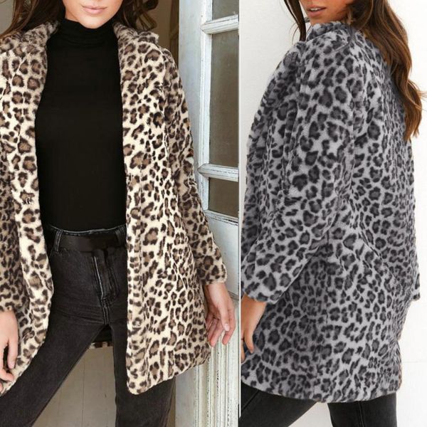 fashion women autumn winter leopard lapel collar plush cardigan slim coat woman winter coats and jackets, Black
fashion women autumn winter leopard lapel collar plush cardigan slim coat woman winter coats and jackets, Black