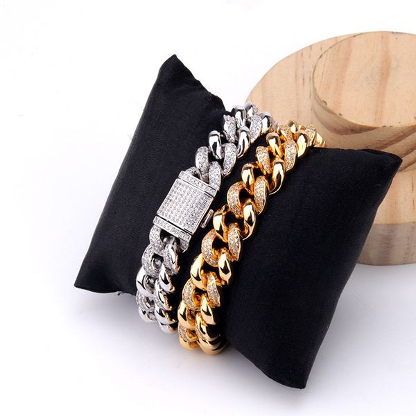 new trendy 13.5mm gold silver color ice out bling cz bracelet necklace link chain for mens jewelry, Black
new trendy 13.5mm gold silver color ice out bling cz bracelet necklace link chain for mens jewelry, Black