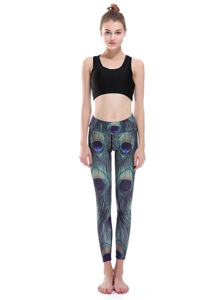 peacock feathers slim hip-lifting exercise breathable super-elastic dry women's nine-point lady pants, Black
peacock feathers slim hip-lifting exercise breathable super-elastic dry women's nine-point lady pants, Black