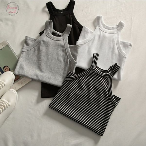 basic solid t shirts women slim halter neck off shoulder camisole tees summer solid female tanks sleeveless, White
basic solid t shirts women slim halter neck off shoulder camisole tees summer solid female tanks sleeveless, White