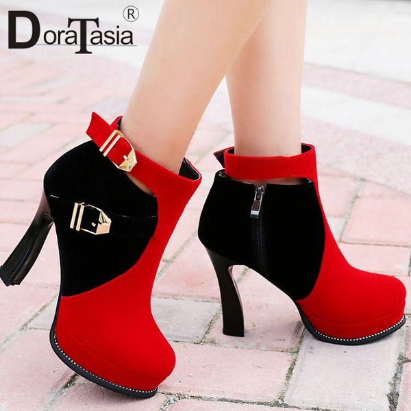 doratasia 33-43 new fashion belt buckle ladies high heels boots women mixed colors platform ankle boots party shoes woman, Black
doratasia 33-43 new fashion belt buckle ladies high heels boots women mixed colors platform ankle boots party shoes woman, Black