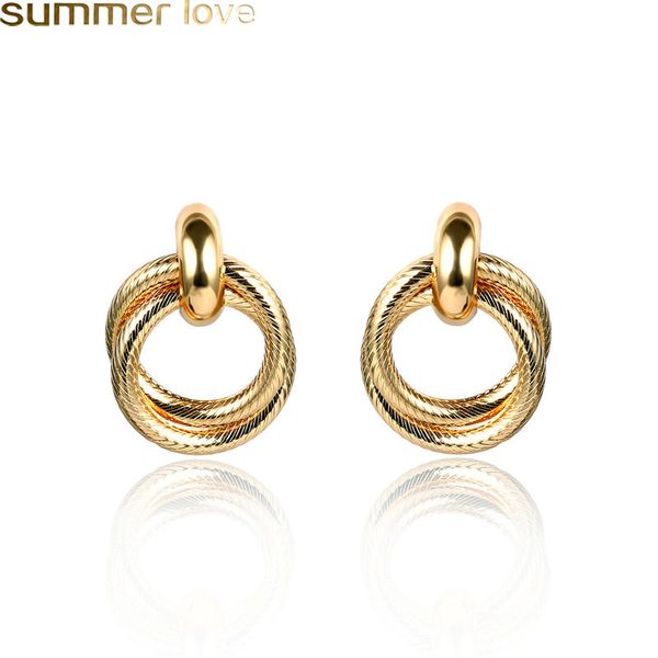 new arrival double layer spiral circle earring minimalism metal round stud earrings for women jewelry gifts, Golden
new arrival double layer spiral circle earring minimalism metal round stud earrings for women jewelry gifts, Golden