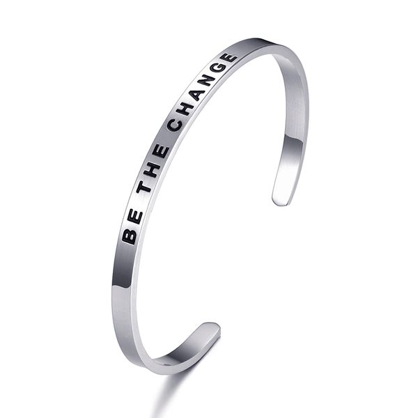 be the change cuff bangle bracelets stainless steel adjustable sliver gold bangle bracelet jewelry women anniversary gift, Black
be the change cuff bangle bracelets stainless steel adjustable sliver gold bangle bracelet jewelry women anniversary gift, Black