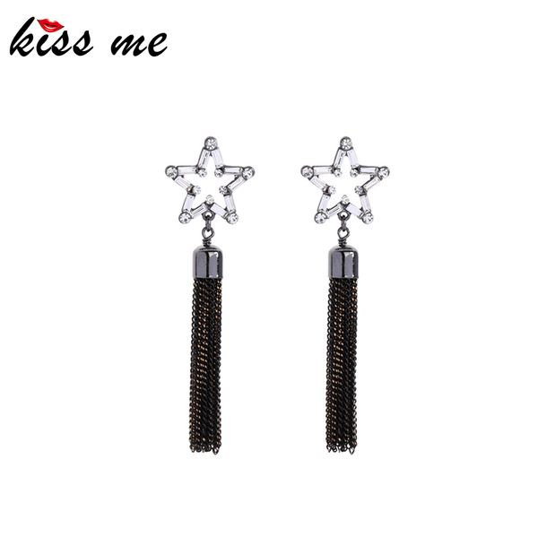 kiss me women unique glass hollow pentacle star black chains tassel drop earrings gun metal color alloy dangle earring accessory, Silver
kiss me women unique glass hollow pentacle star black chains tassel drop earrings gun metal color alloy dangle earring accessory, Silver